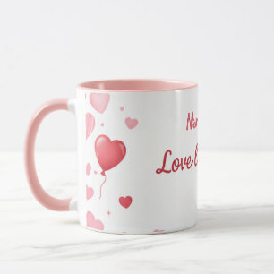Mug L'amour vit ici - Cœurs roses et rouges