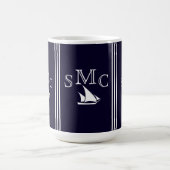 Mug Lampe de plafond de voilier bleu marine Monogramme (Centre)