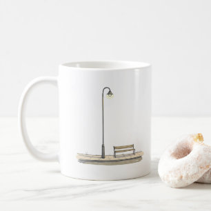 Mug Lampe et banc de rue simples
