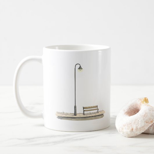 Mug Lampe et banc de rue simples (Avec donut)