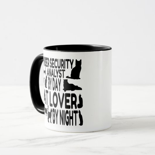 Mug L'analyste en cybersécurité aime les chats (Devant gauche)