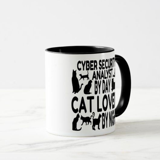 Mug L'analyste en cybersécurité aime les chats (Devant droit)
