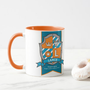 Mug Lance lettre L crête orange nom signifiant muqueus
