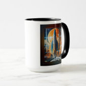 Mug Lancement Lunaire - Voyage vers Moon Retro Poster (Devant droit)