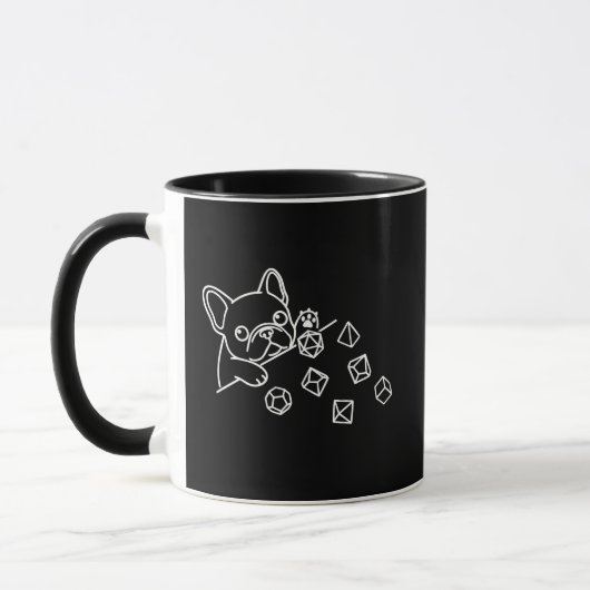 Mug Lanceur de dés de JDR de bureau Chien bouledogue f (Gauche)