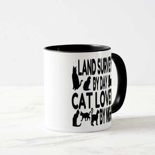 Mug Land Surveyor aime les chats (Devant droit)