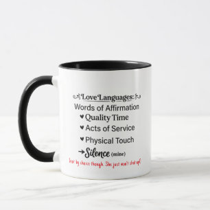 Mug Langage d'Amour Silence, Tasse de Café Cadeau