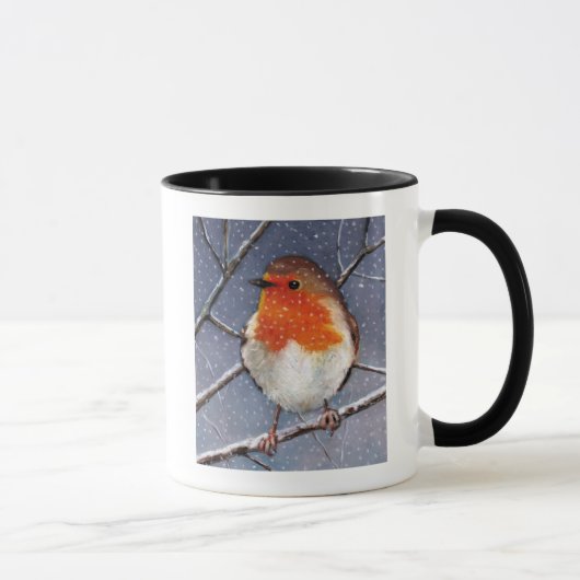 MUG L'ANGLAIS ROBIN DANS LA NEIGE : ART DE PASTEL (Droite)