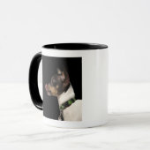 Mug Langue hors de Rat terrier noir et blanc (Devant gauche)