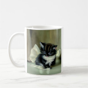Mug Langue vintage de Kitten noir et blanc