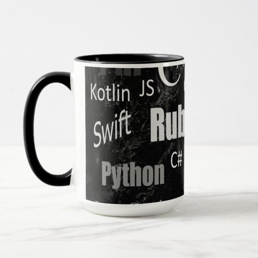 Mug Langues de programmation Motif noir et blanc (Gauche)