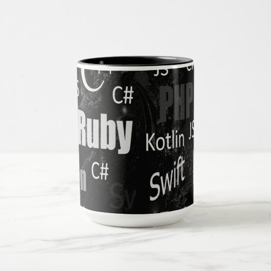 Mug Langues de programmation Motif noir et blanc (Centre)
