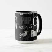 Mug Langues de programmation Motif noir et blanc (Devant droit)