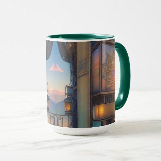 Mug Lanterne de balcon de ville Steampunk SciFi (Devant droit)