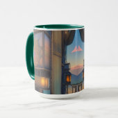 Mug Lanterne de balcon de ville Steampunk SciFi (Devant gauche)