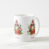 Mug Lanterne rouge de Noël Poinsettia et pin (Devant droit)