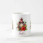 Mug Lanterne rouge de Noël Poinsettia et pin (Centre)