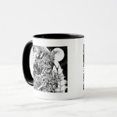 Mug Lanterne verte et Lune - Noir et Blanc (Devant gauche)