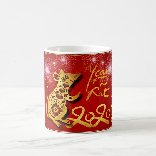 Mug Lanternes chinoises Feu d'artifice Rat Année 2020  (Centre)