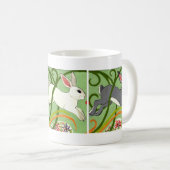 Mug Lapin Art Déco Lapin Néerlandais Gris Blanc Vert (Devant droit)