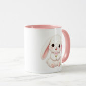 Mug Lapin avec fleur rose (Devant droit)
