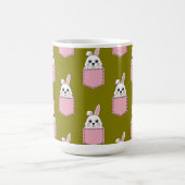 Mug Lapin blanc à motif de poche rose (Centre)