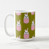 Mug Lapin blanc à motif de poche rose (Gauche)
