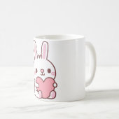 Mug Lapin Blanc Mignon Enlacent Coeur Doodle (Devant droit)