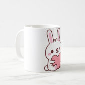Mug Lapin Blanc Mignon Enlacent Coeur Doodle (Devant gauche)