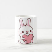 Mug Lapin Blanc Mignon Enlacent Coeur Doodle (Centre)