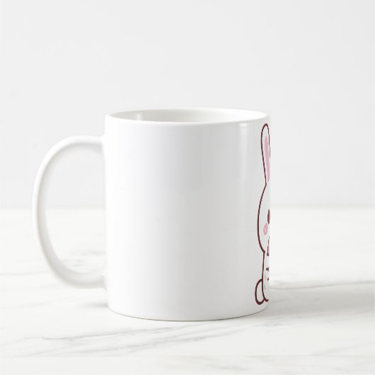Mug Lapin Blanc Mignon Enlacent Coeur Doodle (Gauche)