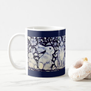 Mug Lapin bleu et blanc 7 lapins ! Cadeau de tuiles fl