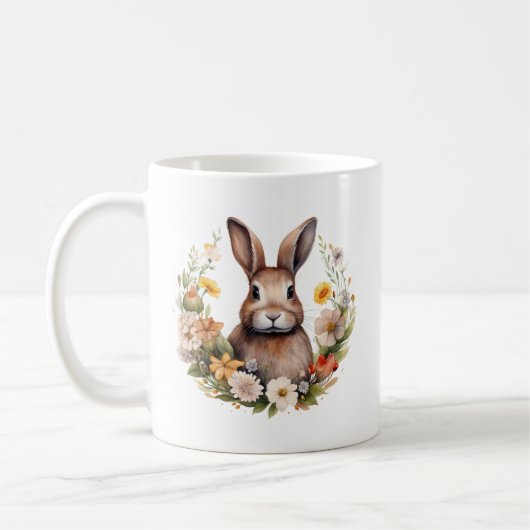 Mug Lapin Brown avec fleurs de printemps (Gauche)
