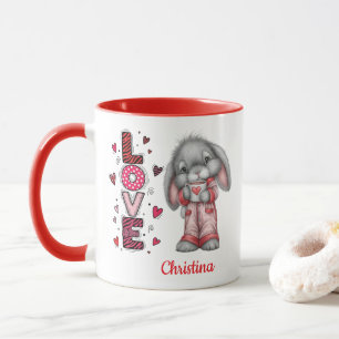 Mug Lapin d'amour mignon moderne pour la Saint-Valenti