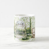 Mug Lapin dans une poitrine Feuilles vertes Floral (Centre)