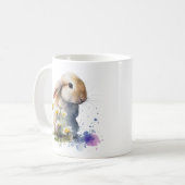 Mug Lapin d'aquarelle dans le champ de fleurs (Devant gauche)