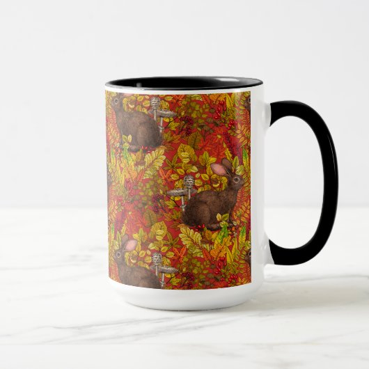 Mug Lapin d'automne en rouge (Droite)