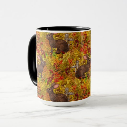 Mug Lapin d'automne sur ocre (Devant gauche)