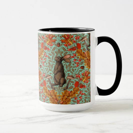 Mug Lapin d'automne sur vert clair (Droite)
