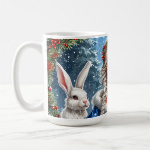 Mug 🎄 Lapin de la jeune fille de neige Scène de Noël 