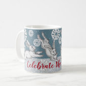 Mug Lapin de Noël lapins et flocons de neige Parties s (Devant gauche)