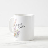 Mug Lapin de Pâques à l'aquarelle Violet Lilas Joyeuse (Devant gauche)