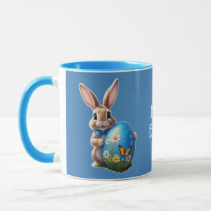 Mug Lapin de Pâques avec un nœud bleu -