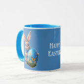 Mug Lapin de Pâques avec un nœud bleu - (Devant gauche)