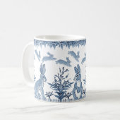 Mug Lapin de Pâques Bleu Blanc Lapin Amusant Motif Del (Devant gauche)