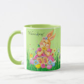 Mug Lapin de Pâques en rose Printemps Fleurs temps Cad (Gauche)