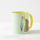 Mug Lapin de Pâques et fleur de jonquille (Devant droit)