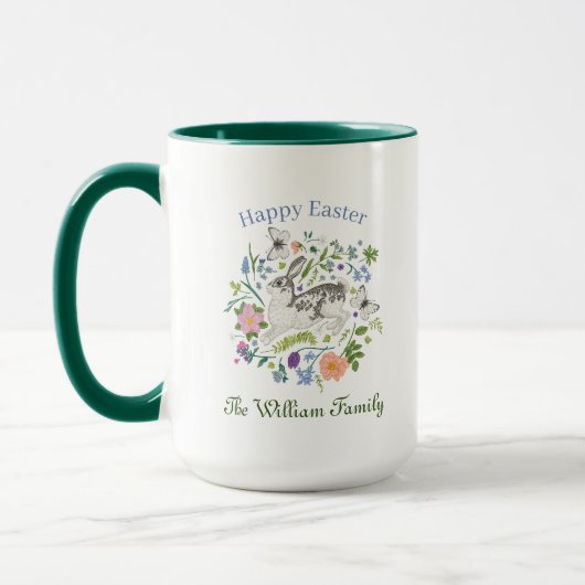 Mug Lapin de Pâques et fleurs de printemps (Gauche)