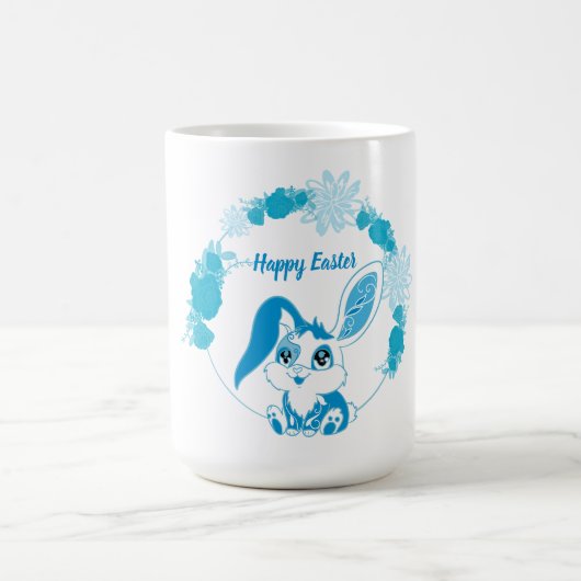 Mug Lapin de Pâques heureux  Kawaii bleu mignon (Centre)