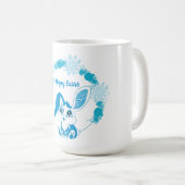 Mug Lapin de Pâques heureux  Kawaii bleu mignon (Devant droit)